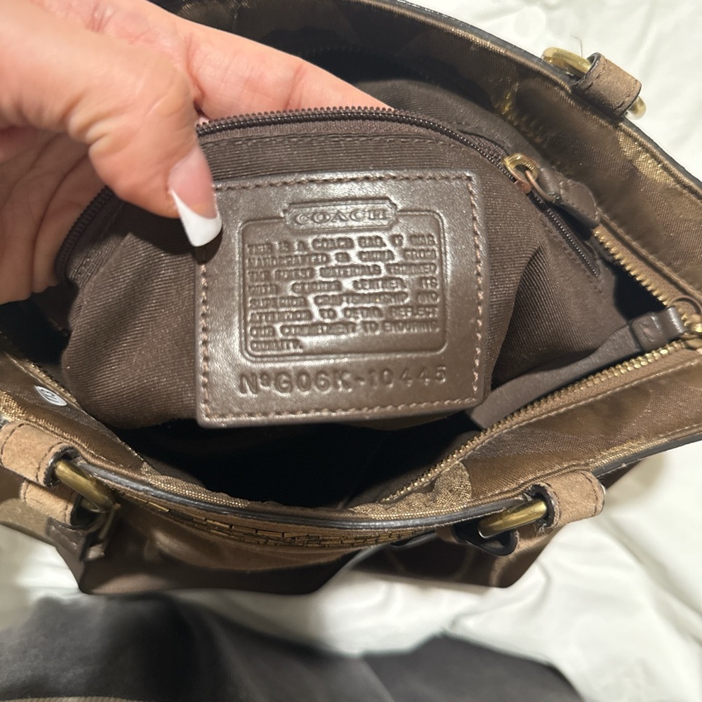 Coach Brown and Gold Shoulder Bag - Picture 3 of 6